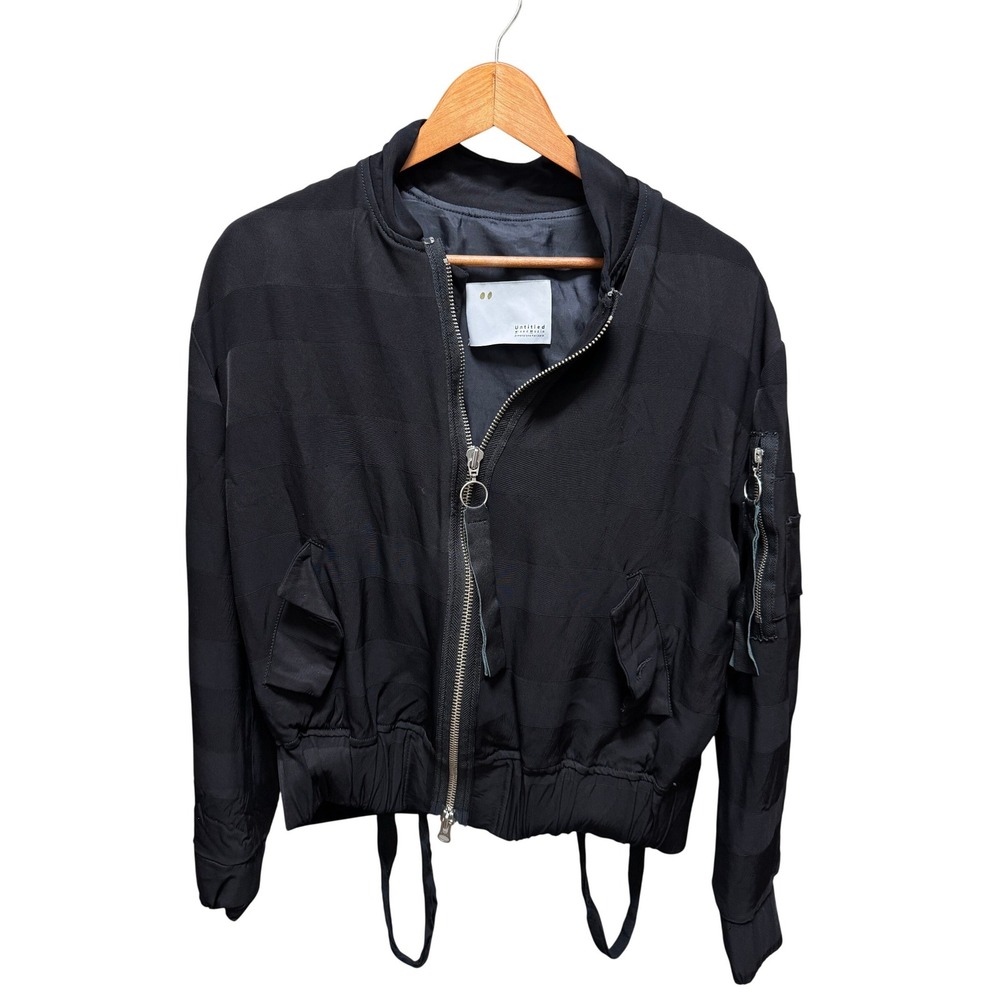 Matthew Miller Untitled Mixed Media Bomber Jacket Mens‎ L Black Goth Streetwear